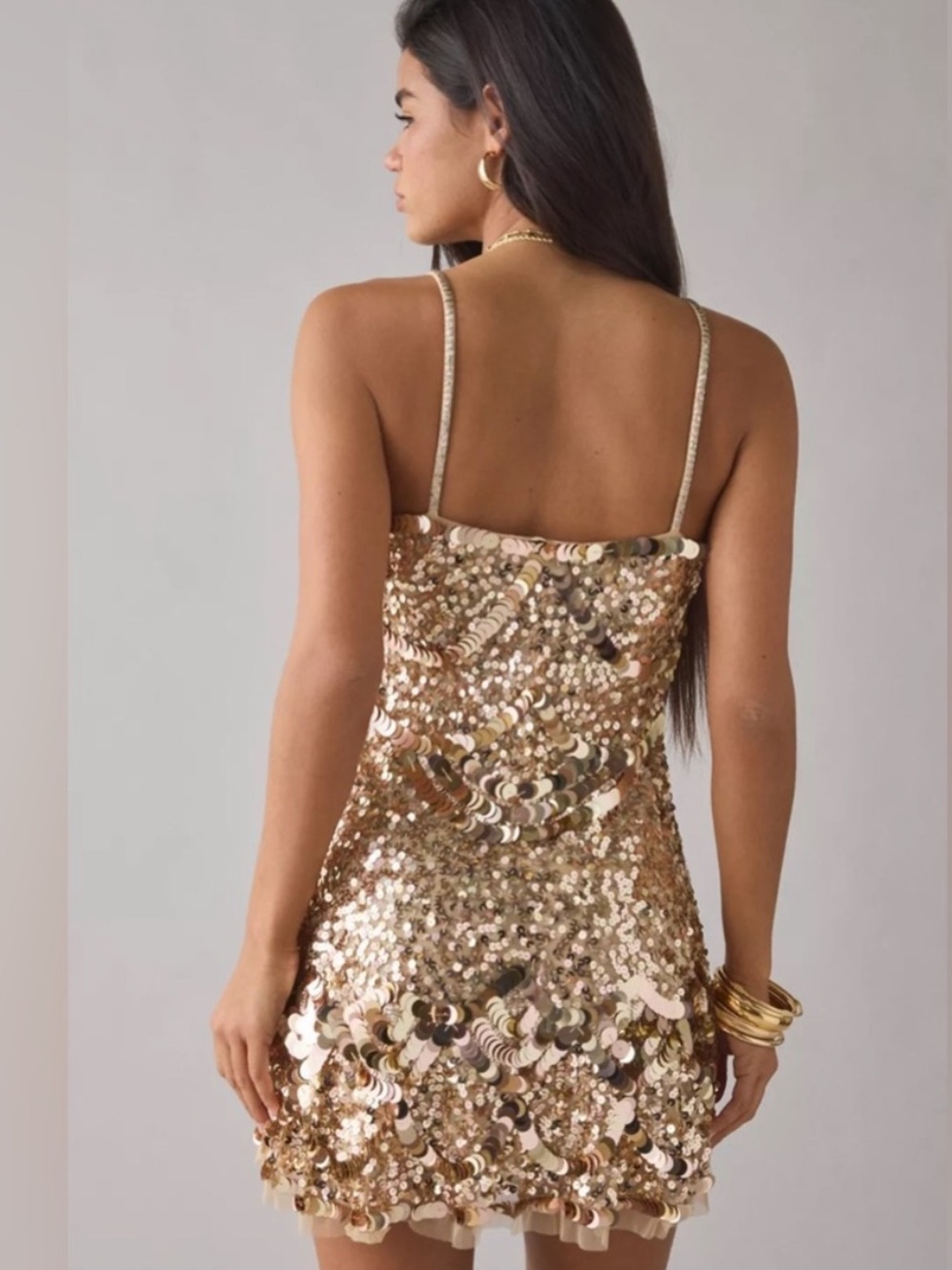 LoveShackFancy Liria Sequin Mini Dress in Honey Shimmer size 6 - Picture 11 of 12